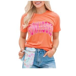 Pink Lily SUNKISSED Graphic Tee Orange and Pink Size 3X